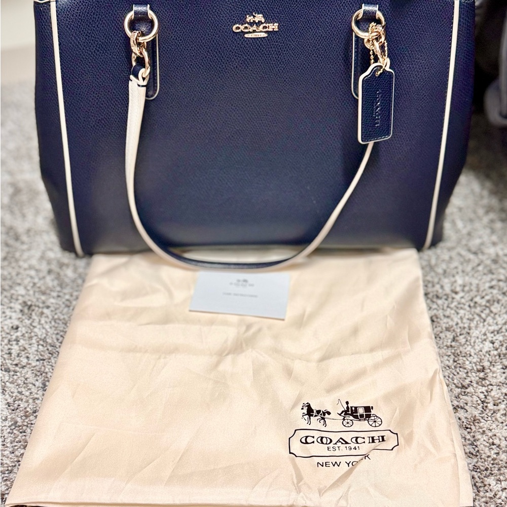 Coach Blue Satchel with Gold Accents
